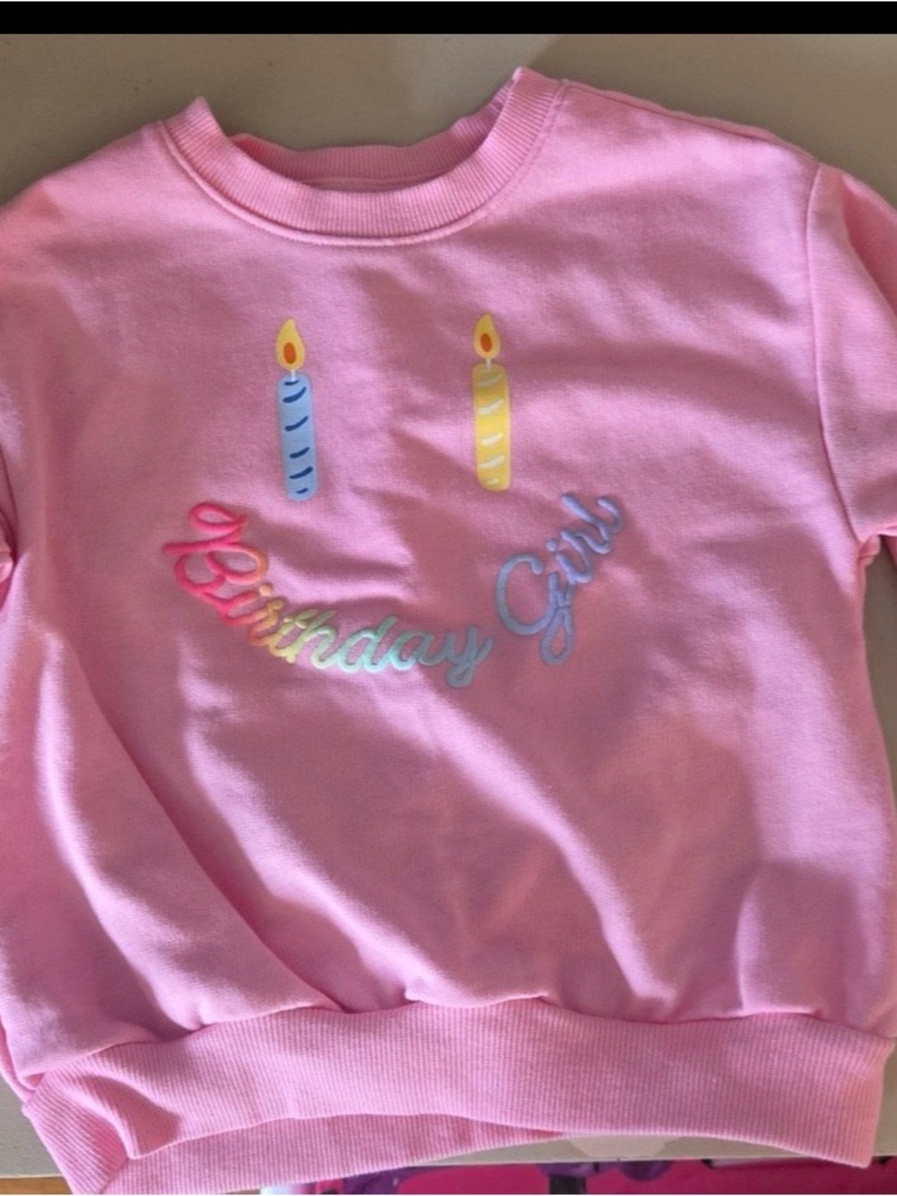 Old Navy Toddler Girl Pink "Birthday Girl" Pullover Sweatshirt 4T